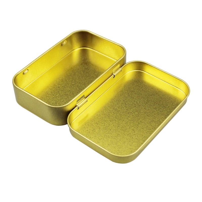 Pack of 20 Rectangular Metal Tins Empty Hinged Boxes Containers