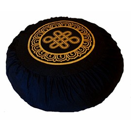 Boon Decor Meditation Cushion Zafu Lotus Enlightenment and Other Sacred Symbols (Eternal Knot Black)