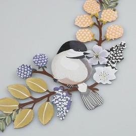 YunBey Decorative Wreath Metal Front Door Wreath Flower with Birds Door Decorations Outdoor All Year Wreath for Front Door Wall Decoration Wedding Party