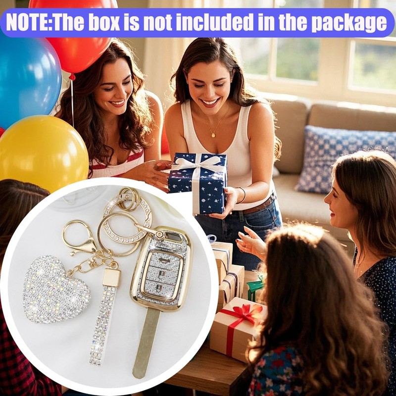 YIKECASE Key Fob Cover with Diamond Keychain Car Key Holder