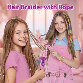 Hair Salon Toys for Girls, Automatic Hair Braiding Machine & Rope Braider with Accessories, Kids Hair Styling Tool, Christmas & Birthday Gifts Toys fo