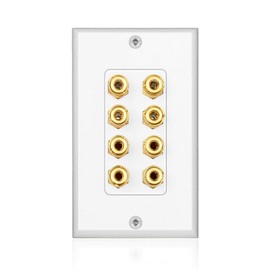 Byttlerom 8 Posts Speaker Wall Plate Home Theater Wall Plate Audio Panel for 4 Speakers