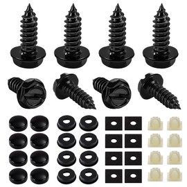 8 Sets Stainless Steel Licence Plate Screws Kit, Stainless Steel Self Tapping Mounting Bolts, for Securing License Plates Frames or Covers on Cars, Trucks, SUVs (Black)