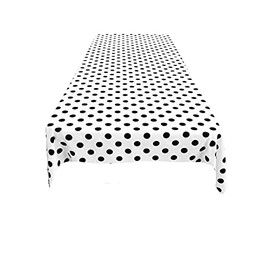 Backdrop King Inc, Square Polka Dot Poly Cotton Tablecloth. (Black Dot on White, 58" x 58" Square)