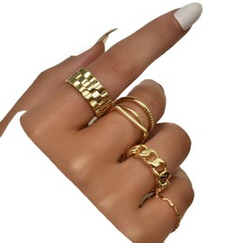 Xerling Gold Rings Pack Simple Women Rings Multiple Knuckle Rings Aesthetic for Teen Girls Boho Stacking Finger Rings 6Pcs