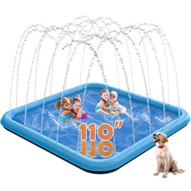 BerrysParadise 110" Splash Pad, Sprinkler & Splash Play Mat Toys for Kids Water Toys, Inflatable Wading Pool Extra Large Thicker Summer Outdoor Funny Toys for 3-16 Years Old Children Boys & Girls