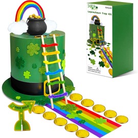 Bailiyake St. Patrick's Day DIY Leprechaun Trap Kit St Patricks Day Party Decorations DIY to Catch a Leprechaun Trap Craft Set for Classroom Home Rainbow Irish Shamrock Party Supplies