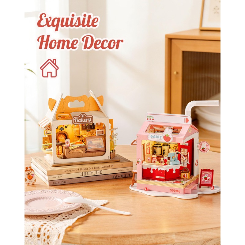 Robotime DIY Miniature House Kit, 1:28 Scale Tea Shop Scale