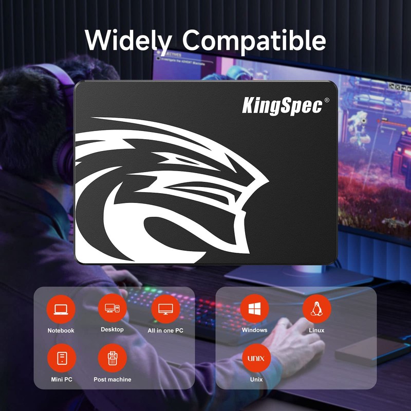 KingSpec 128GB 2.5 SSD SATA III Internal - 550MB/s Read,