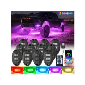 12Pods Aluminum Multicolor RGB LED Rock Lights for Truck Jeep RV ATV UTV Golf Cart Offroad with APP/RF Remote Control, Metal IP68 Waterproof Underglow Kit Dual Zone Neon Exterior Underbody Light 12V