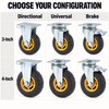 3/4-Inch Rubber Plate Caster Wheel, Swivel, Directional and Brake Options