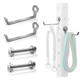 Lights Mountain Squat Rack Hooks for 5/8" & 1" Holes, Stainless Steel Storage Hangers with Spacer, Rack Organizer for Cable Attachments, Resistance Bands & Gym Accessories (2 Pack)