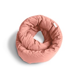 Huzi Infinity Pillow - Versatile Soft Neck Support Scarf Travel Pillow for Sleep in Flight, Airplane, Home, Office - Machine Washable (Pink)