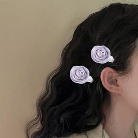 Small Rose Flower Hair Clips for Women Girls Rose Hair Clip Purple Rose Hair Barrettes for Women Tnick Thin Hair Decorations for Women Girls Rose Flower Hair Clip 2Pcs