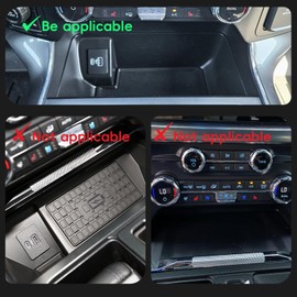 auovo Center Console Compartment Cover for Ford F150 Accessories 2021-2025/ Lightning XLT 2022-2024 Hidden Panel Secret Pocket Lid USB Hole Black (Fits into The Open Pocket in Front of The Shifter)