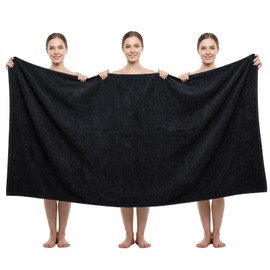 REDKISS Pack of 1 Jumbo Bath Sheet, 40 x 80 Inches Microfiber Oversized Bath Towel for Bathroom, Extra Large & Lightweight, Quick-Dry, Super Soft & Highly Absorbent, Perfect to Wrap Yourself In, Black