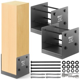 Brukid Stainless Steel 8 x 8 (Actual: 7.5" x 7.5") Deck Post Base, Post Anchor Bracket, Concrete Support Anchor Base for Deck Railing, Fences, Pavilions, Deck Porches (2Pack- Dark Gray)