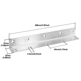 Redunest L Bracket, Heavy Duty Corner Brace, 4 Pack 8" Shelf Bracket Angle Bracket for Shelves, Polished Silver Stainless Steel Braces for Wood,200mm Overall Length