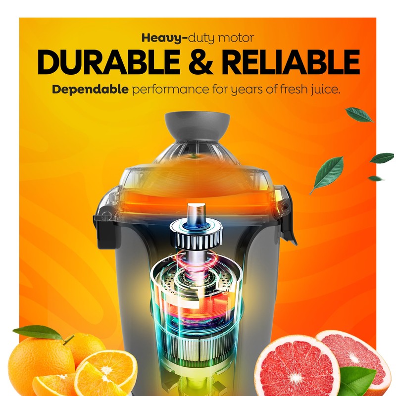 Eurolux Hands-Free Electric Citrus Juicer Machine, Orange Lime Grapefruit Lemon