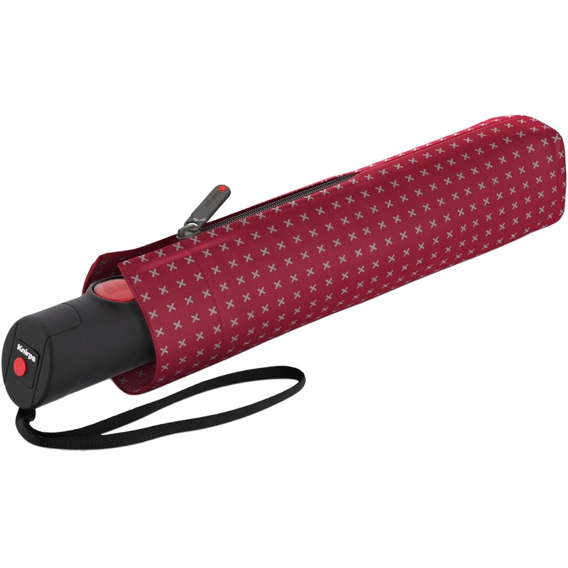 Knirps T.205 Medium Duomatic Pocket Umbrella, 2cross red, Classic