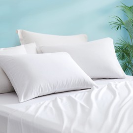 LUXEAR Pillow Cases, 2 Pack Standard Size Linen Pillowcases for Hair Skin, Silky Skin-Friendly, Machine Washable Pillow Covers - White