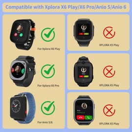 chinbersky Nylon Elastic Wristband Compatible with Xplora X6 Play/Anio 6 Wristband, Kids Smartwatch Soft, Breathable Nylon Fabric with Magnetic for Boys and Girls for Xplora X6/X6Pro/Anio 6, Nylon, No