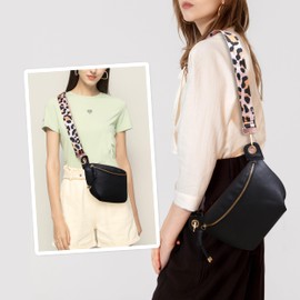 Fanny Packs Waist Bag for Women-Fashion Crossbody Bags Chest Purses Belt Bag with 2 Adjustable Strap (Black)