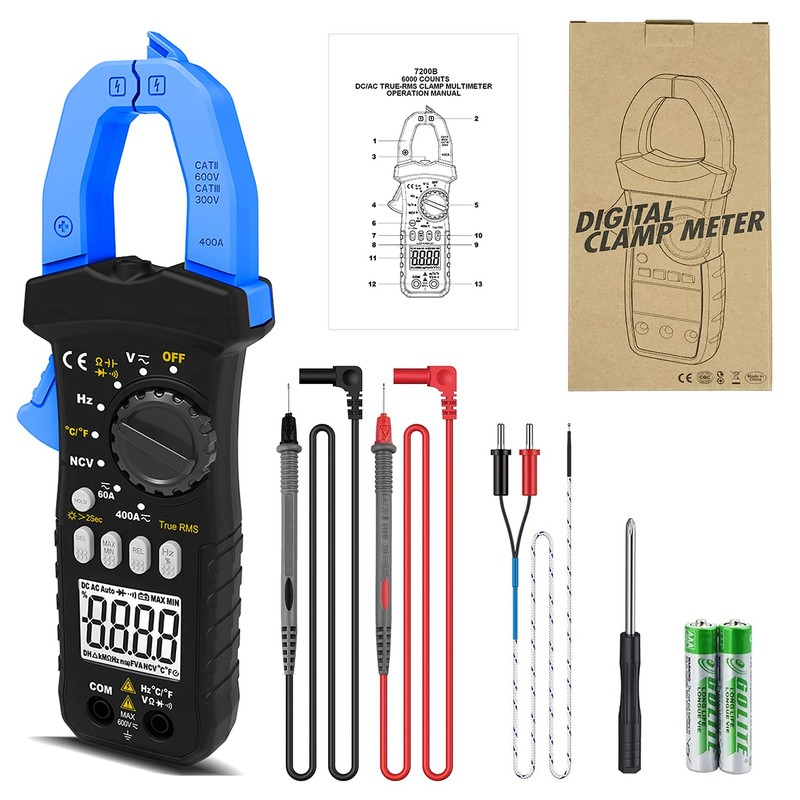 Digital Clamp Meter, HOLDPEAK 7200-APP AC/DC Amp Clamp Meter 6000