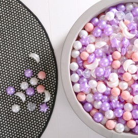 GOGOSO Balls for Ball Pit, Balls with Stars Hearts Moon Shapes, Plastics Balls for Ball Pits, Pastel Ball for Toddlers Kids Party and Decoration Play Fun, Pink Purple Pearl White