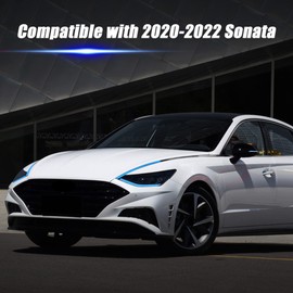 TOMALL 2 Pair Headlight Sidemarker Rear View Mirror Vinyl Films Smoke Tint Compatible with Hyundai Sonata 2020-2022 Light Transmission Amber Edges Delete Stickers Decorations (Blue)