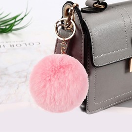 XBFOCNH Pack of 2 Pompoms Key Chain, Fluffy Pompoms Bag Pendant, Plush Bag Pendant, Key Ring Pompoms, Accessory Plush Ball Key Ring for Handbag Keys Car