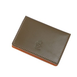 Zario Grande ZAG-0019 Pass Case, Genuine Tochigi Leather, Bi-Fold, Commuter Pass Case, Green x mustard