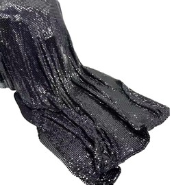 DOKUYIE Sparkly Metal Mesh Fabric, 45 x 150 cm, Chainmail Jewelry Dress Craft Bag Making (Black)