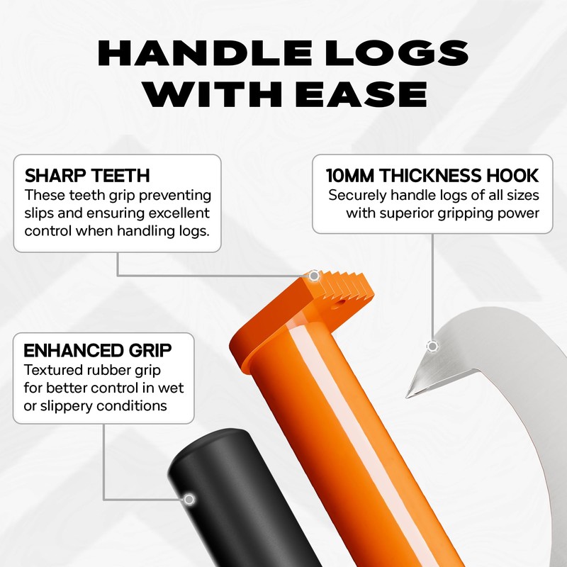 Idzo 60 Inch Cant Hook - Heavy-Duty Steel Log Lifter