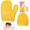 2 Pcs Honeycomb Exfoliating Glove Set, Face Body Shower Mitt,Beige