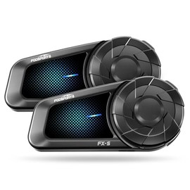 Fodsports FX‑S V2.0 Intercomunicador para Casco 2 Piezas Bluetooth 5.4 Auriculares para Casco de Moto con reducción de Ruido Resistencia IP67 y función Manos Libres (Paquete Doble)