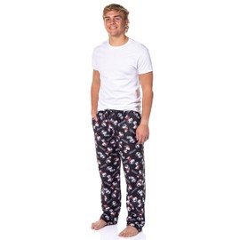 Peanuts Mens' Joe Cool Snoopy Character Tossed Print Sleep Pajama Pants (Large) Black
