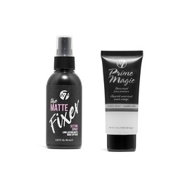 W7 The Fixer Matte Set - Setting Spray & Primer Duo - Natural, Matte Finish - Color: Dewy, Size: Set (Pack of 2)