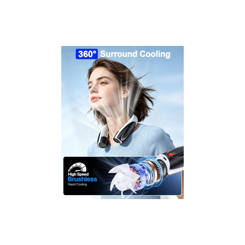 GENVU Portable Neck Fan - 20H Rechargeable Hands-Free Cooling