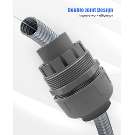 QAGGUM 1-1/2 Inch Liquid Tight Connector, PVC Flexible Conduit Connector, Easy to Thread Non-Metallic Electrical Conduit Fittings 4Pcs 180 Degree and 2Pcs 90 Degree