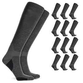 Doctor’s Choice Over-the-Calf Compression Socks for Women, Arch & Heel Padding, 12 Pair Pack, Large, (Charcoal)