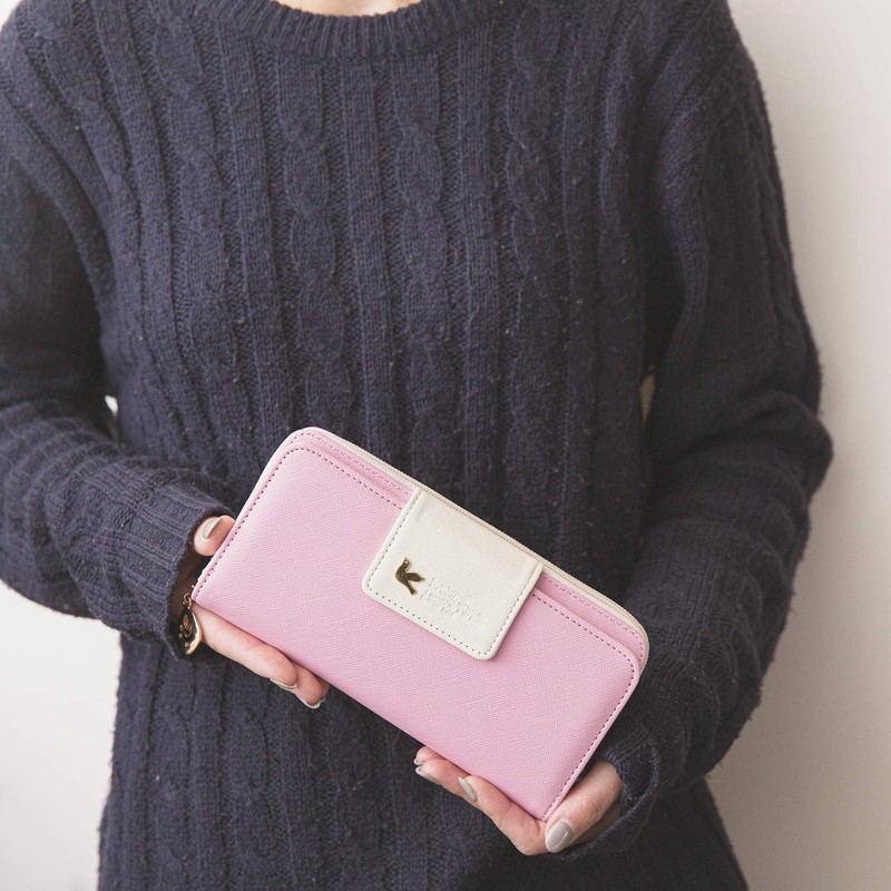 Donally Wallet, Long Wallet, Round Zipper, Bifold Girls, Women's, light