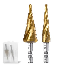 Invincible Triple Blade Step Drill, Hexagonal Shaft, Spiral Set, Titanium Coated Spiral, HSS Steel Drill, Storage Case Included (Set of 2, 0.1 - 0.5 inches (4 - 12 mm), 9 Steps, 0.1 - 0.8 inches (4 -