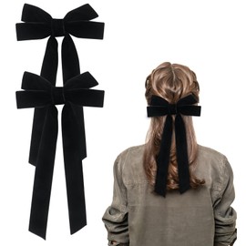 2 Pack Bow Hair Clips, Black Velvet Hair Bows for Women Hair Accessories for Women Girls Gifts