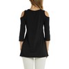 Afibi Womens Cold Shoulder 3/4 Sleeve Swing Tunic Tops For