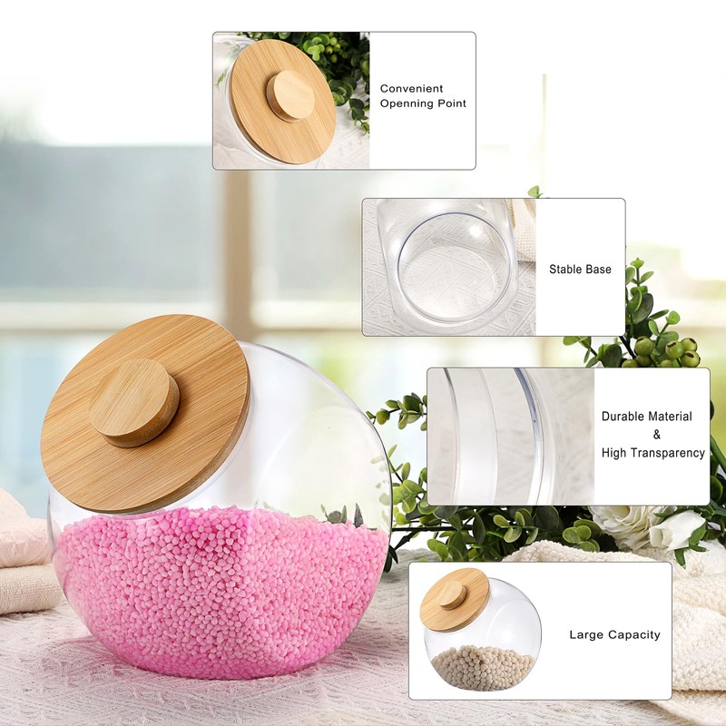 Sumnacon Laundry Pods Container with Wooden Lid, Wide Mouth Laundry
