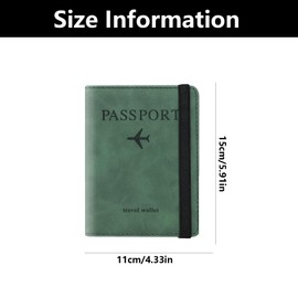 Passport Holder, Passport Case, Travel Wallet PU Leather RFID Blocking Passport Cover Case, for Passport, Ticket Card, Boarding Passes, Credit Card, Business Cards (Green)