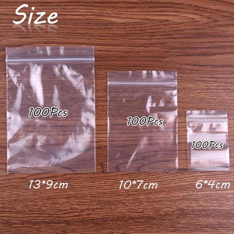 TUPARKA Ziplock Bags, 3 Sizes, 300 Pieces Small Clear Plastic