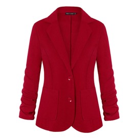 Unifizz Womens Stretch Blazer Womans Button Front Casual Knit Blazer Jacket Plus Size Lightweight Blazers #Red,Size M#