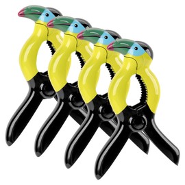 CAIRIAC Toucan Towel Clips for Beach Chairs Towel Holders, Cute Pool Chair Clips for Towels, 4 Pack Large Plastic Clothespins Hanging Clip Cruise Clamps Bulk, Pool Patio Accessories (Yellow)